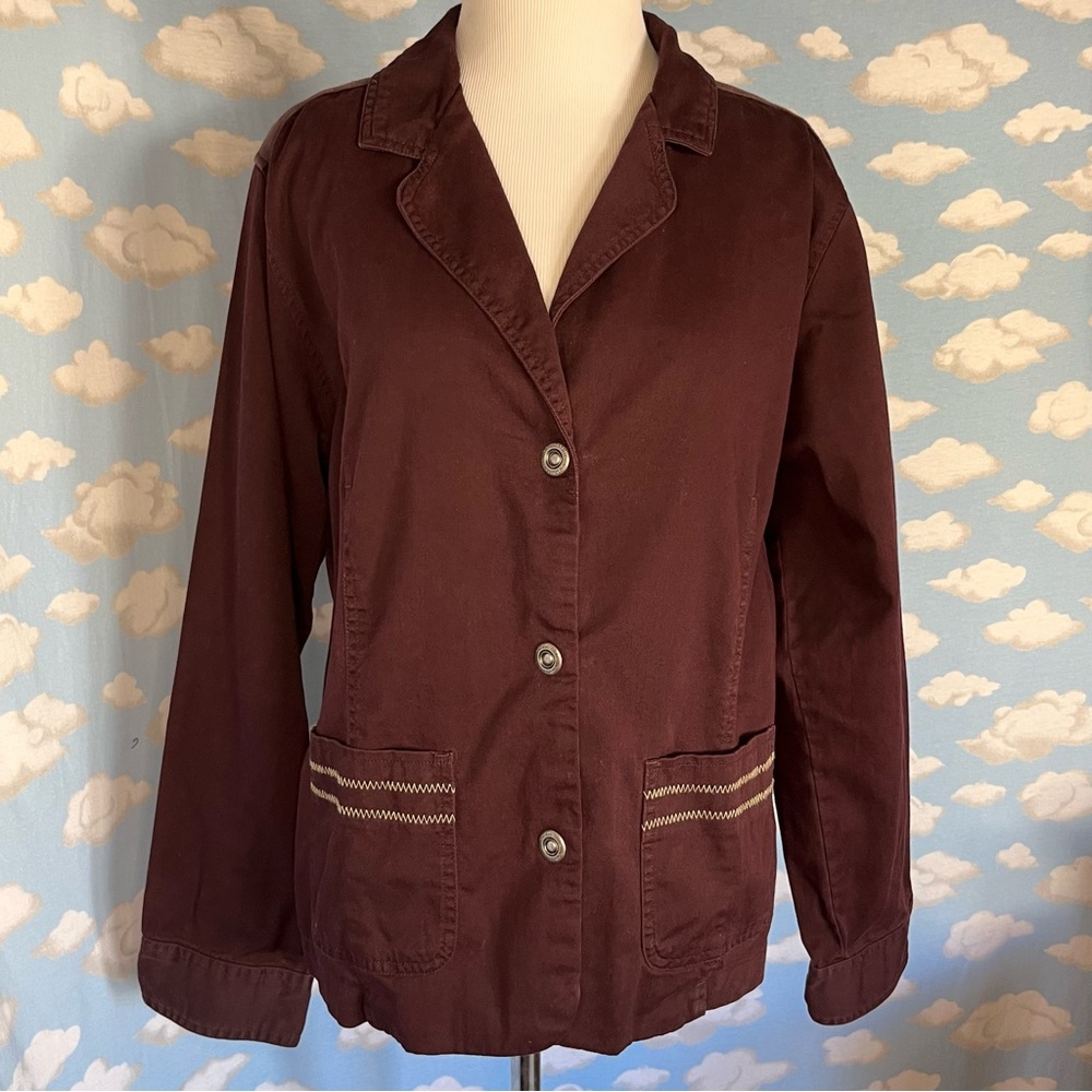 Columbia Lightweight Denim‎ Blazer Burgundy Size XL